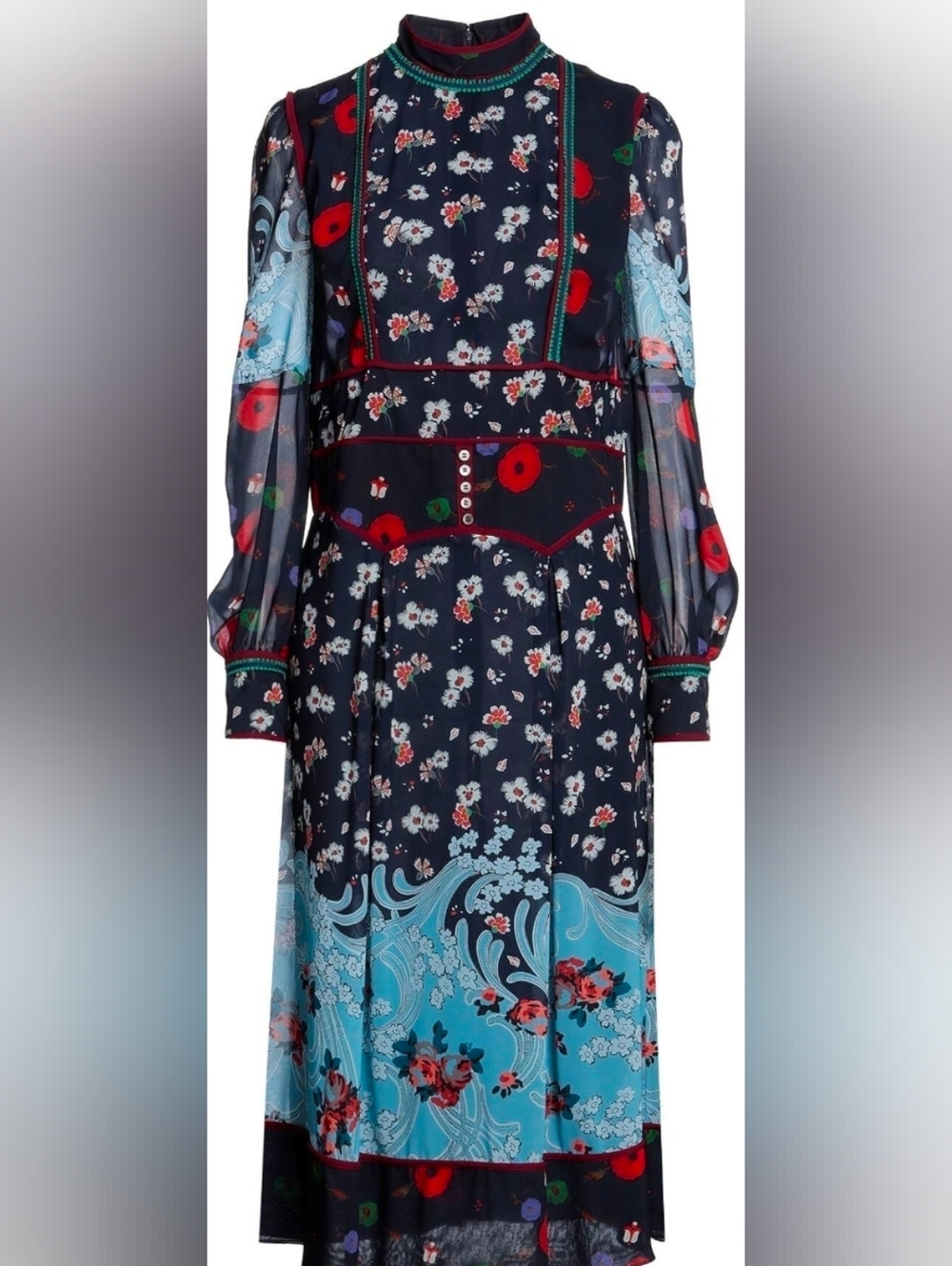 DSQUARED²® Floral-Printed Chiffon Yoke Waist Midi Dress | Size 4